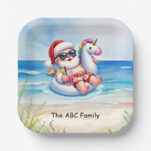 Santa Claus for Christmas in July Party Paper Plate