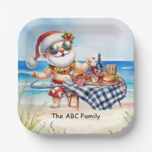 Santa Claus for Christmas in July Party Paper Plate