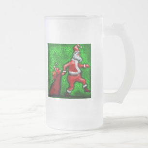 Santa Claus Frosted Glass Beer Mug