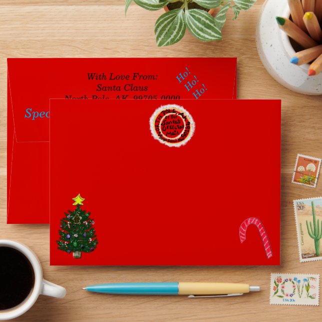 Santa Claus Fun Mail Emblem Fun Christmas Envelope (Desk)