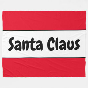 SANTA CLAUS Fun Modern Bright Red White Stripes Fleece Blanket