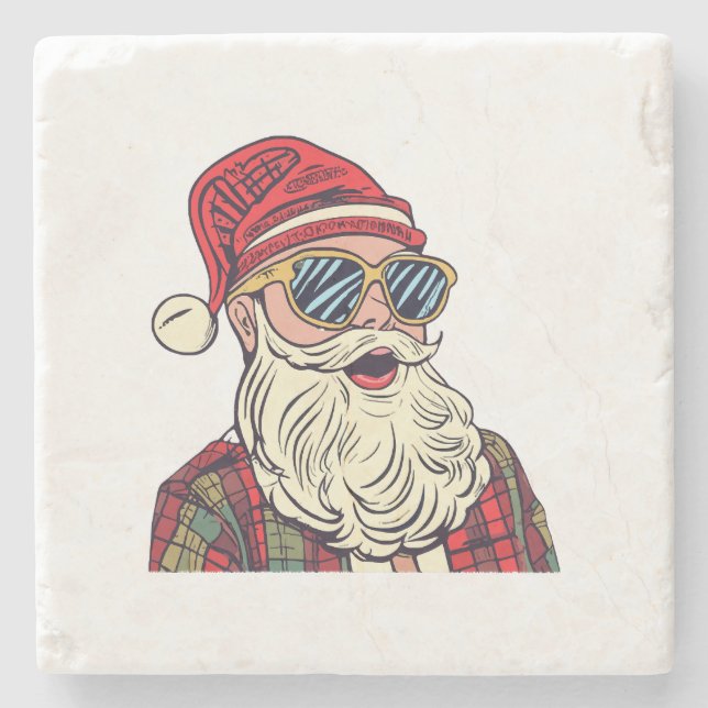 Santa Claus - Funny Stone Coaster (Front)