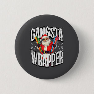 Santa Claus Gangsta Wrapper Funny Christmas  6 Cm Round Badge