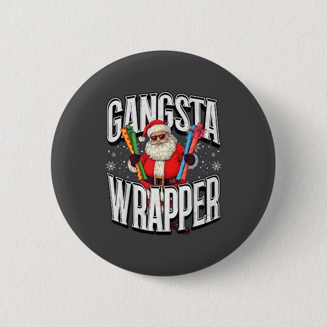Santa Claus Gangsta Wrapper Funny Christmas  6 Cm Round Badge (Front)