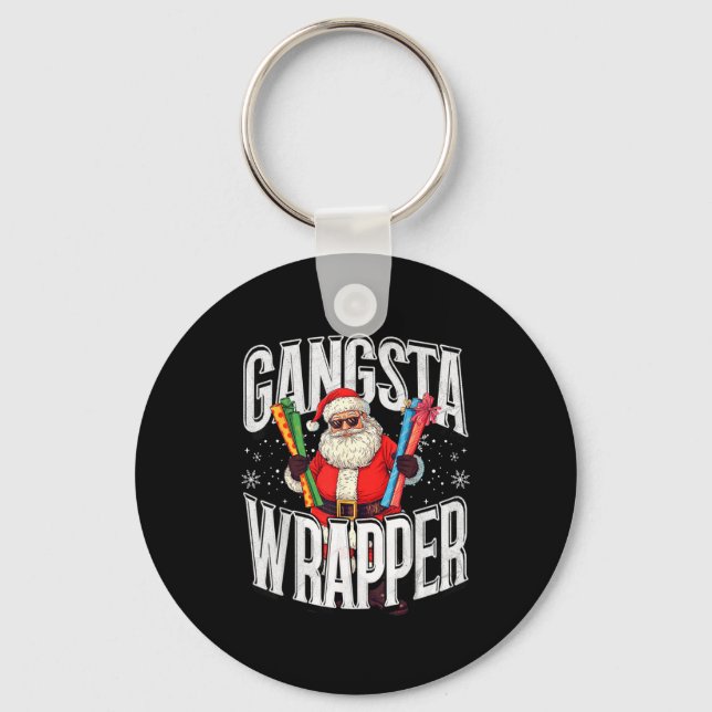 Santa Claus Gangsta Wrapper Funny Christmas  Key Ring (Front)