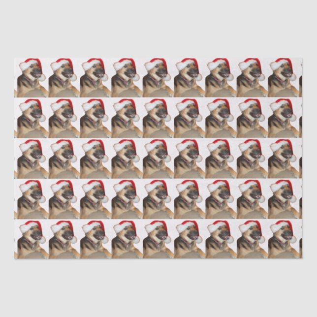 Santa Claus German Shepherd Tissue Paper (Front)