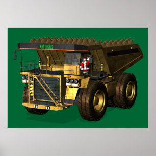 Santa Claus Giant Dump Truck Driver Poster
