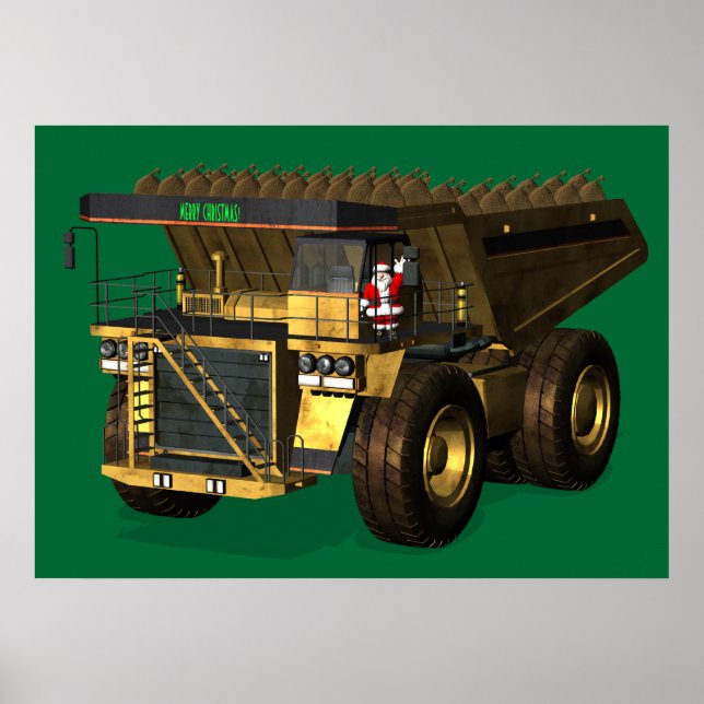 Santa Claus Giant  Dump Truck Driver Poster (Front)