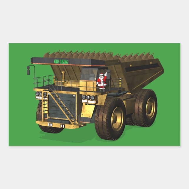 Santa Claus Giant  Dump Truck Driver Rectangular Sticker (Front)