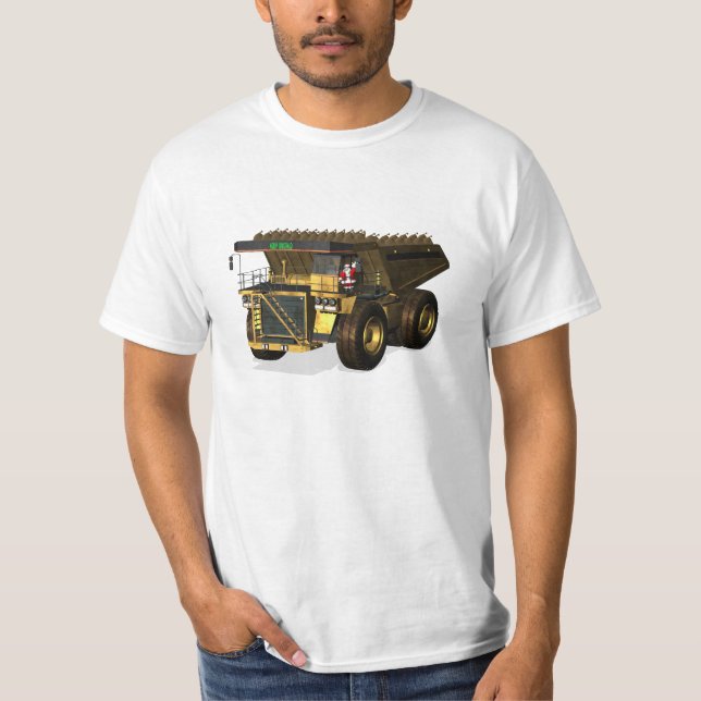 Santa Claus Giant  Dump Truck Driver T-Shirt (Front)