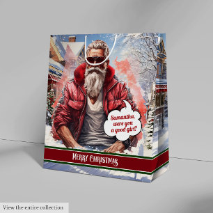 Santa Claus Gift Bag Funny Holiday Medium Tote
