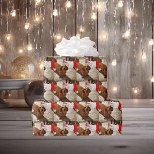 Santa Claus Gift in Hand Personal Photo Wrapping Paper