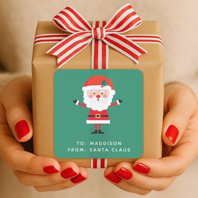 Santa Claus Gift Label | Christmas Present Sticker (Kids gift labels from Santa personalized with your child's name)