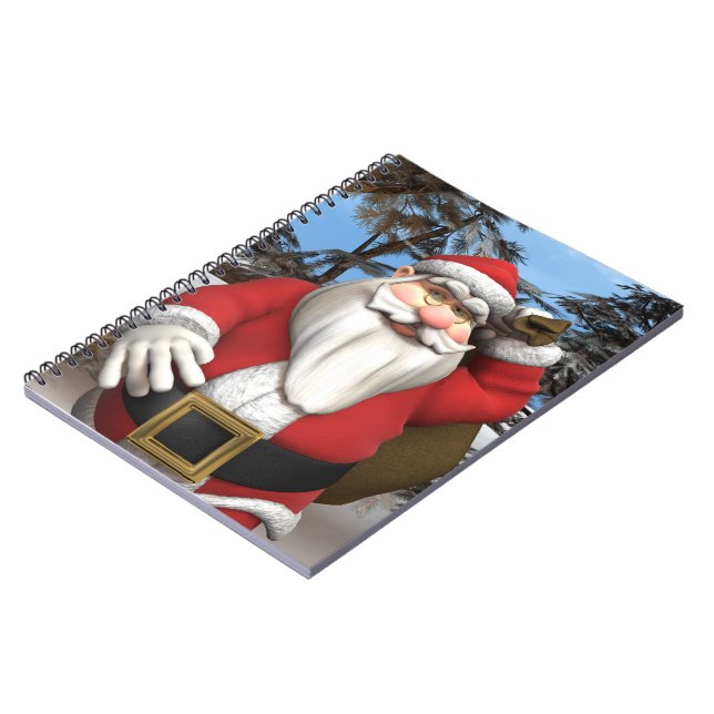 Santa Claus Gift Sack Snowy Forest Art Notebook (Left Side)