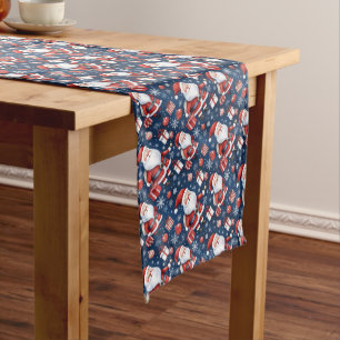 Santa Claus, Gifts, Snowflakes and Ornaments Medium Table Runner