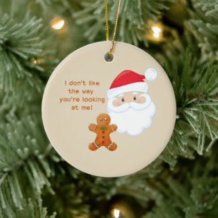 Santa Claus & Gingerbread Boy Custom Ceramic Tree Decoration