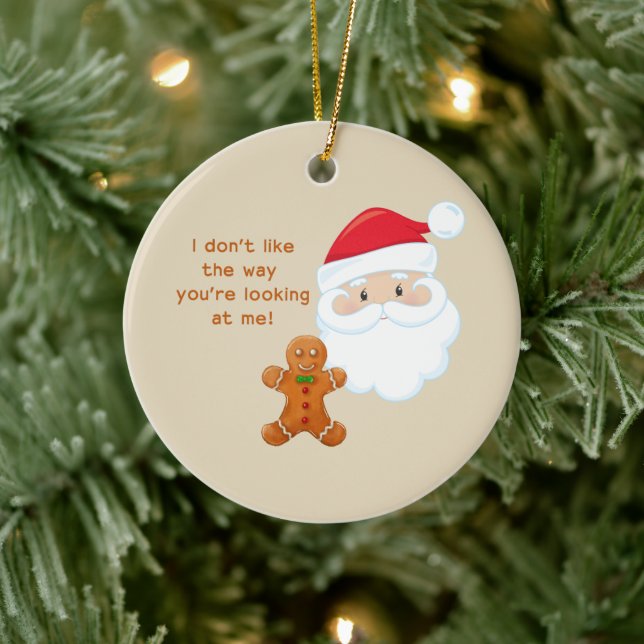 Santa Claus & Gingerbread Boy Custom Ceramic Tree Decoration (Tree)