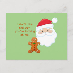 Santa Claus & Gingerbread Boy Holiday Postcard