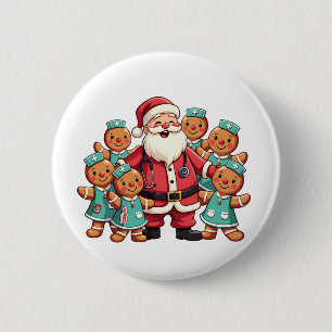 Santa Claus Gingerbread Nursing Squad 6 Cm Round Badge