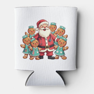 Santa Claus Gingerbread Nursing Squad Can Cooler