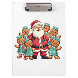 Santa Claus Gingerbread Nursing Squad Clipboard