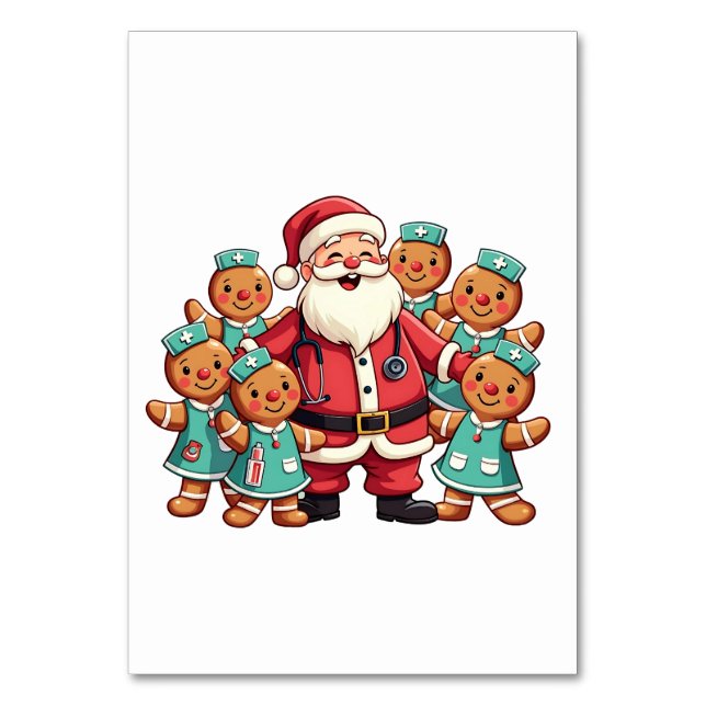 Santa Claus Gingerbread Nursing Squad Table Number (Front)