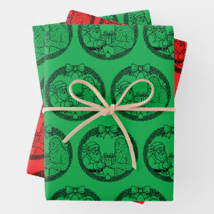 Santa Claus Giving Gift to Bigfoot Wrapping Paper Sheet