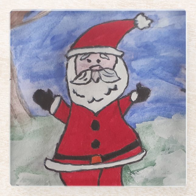 Santa Claus Glass Coaster (Front)