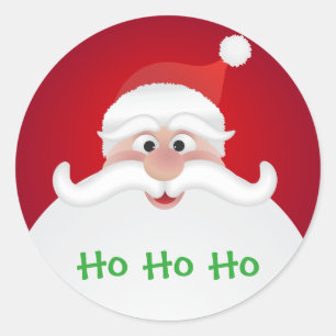 Santa Claus Glossy, Large, 3 inch (sheet of 6) Classic Round Sticker