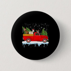 Santa Claus Goat Ride Red Truck Xmas Tree Christma 6 Cm Round Badge