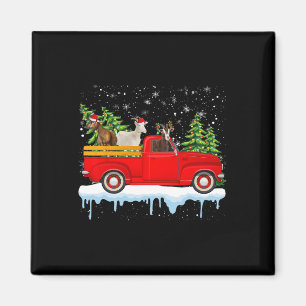 Santa Claus Goat Ride Red Truck Xmas Tree Christma Magnet