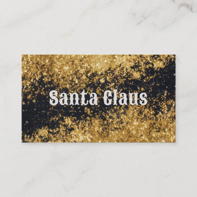 Santa Claus Gold Black Glitter Business Card (Front)