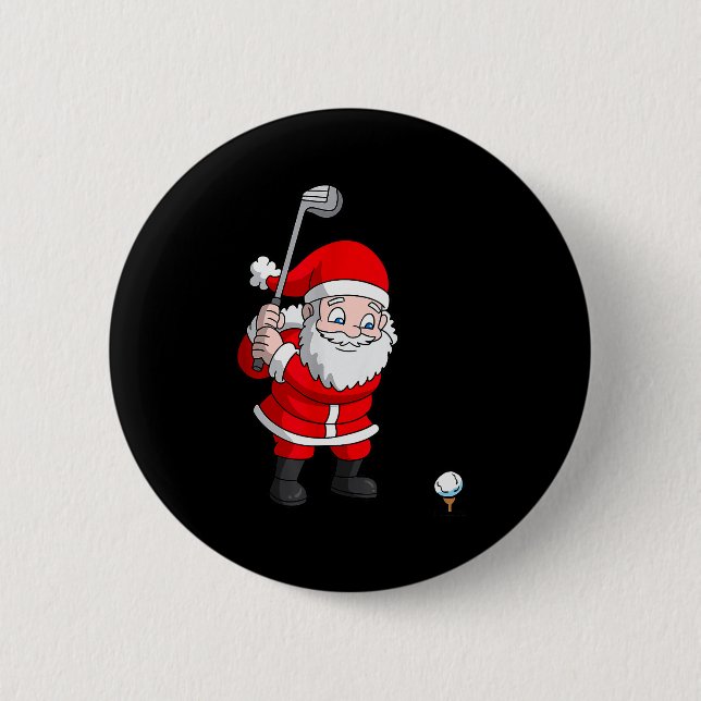 Santa Claus Golf Christmas Golfer Golfing  6 Cm Round Badge (Front)