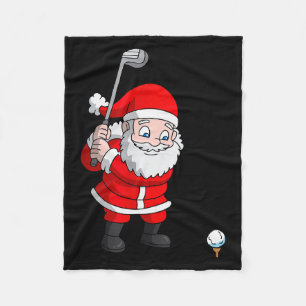 Santa Claus Golf Christmas Golfer Golfing  Fleece Blanket