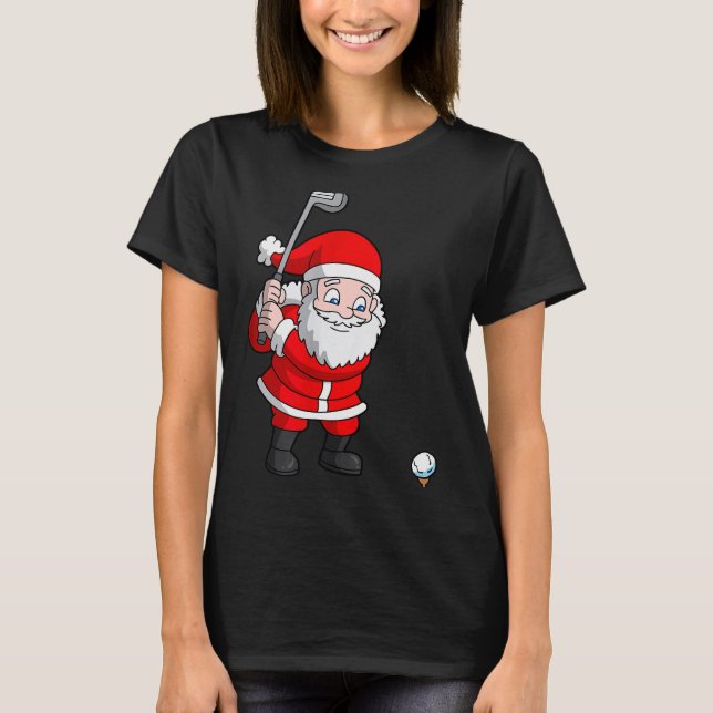 Santa Claus Golf Christmas Golfer Golfing  T-Shirt (Front)