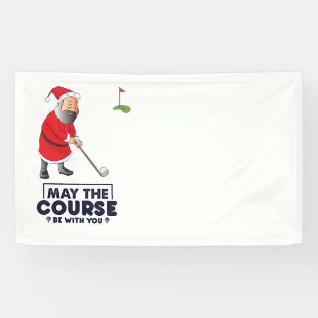 Santa Claus Golfer in Christmas May the Course  Banner (Horizontal)