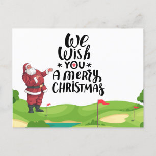 Santa Claus Golfer Merry Christmas at golf course  Postcard