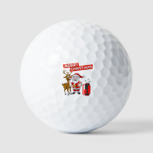 Santa Claus golfer Merry Christmas   Golf Balls