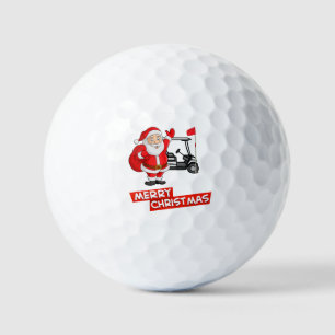 Santa Claus golfer Merry Christmas   Golf Balls