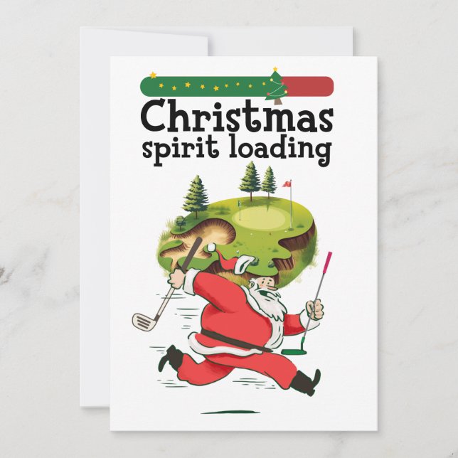 Santa Claus Golfer running for Merry Christmas  Invitation (Front)
