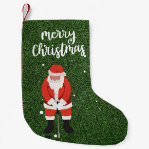 Santa Claus golfing on Christmas Gift for golfer Small Christmas Stocking