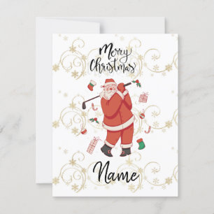Santa Claus golfing with Christmas Gift for Golfer Card