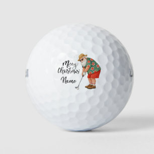 Santa Claus golfing with Christmas Gift for Golfer Golf Balls