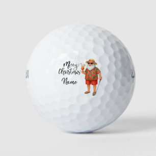 Santa Claus golfing with Christmas Gift for Golfer Golf Balls