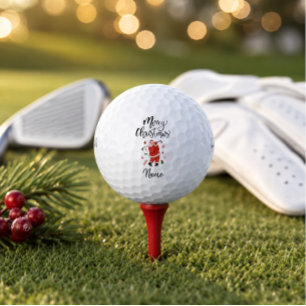 Santa Claus golfing with Christmas Gift for Golfer Golf Balls