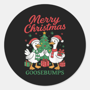 Santa Claus Goose Tree Merry Christmas Goosebumps  Classic Round Sticker