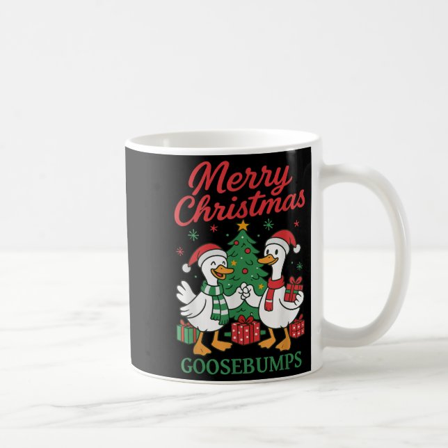 Santa Claus Goose Tree Merry Christmas Goosebumps  Coffee Mug (Right)