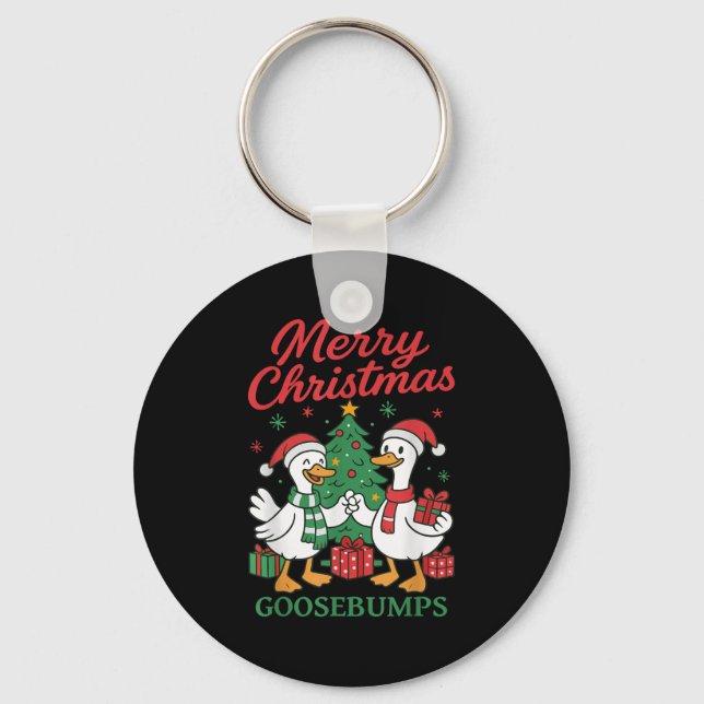 Santa Claus Goose Tree Merry Christmas Goosebumps  Key Ring (Front)