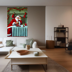 Santa Claus Got to much to drink AI Art Poster