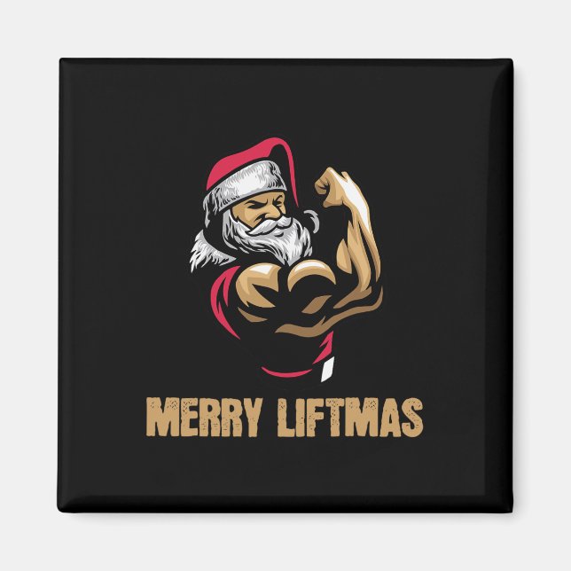 Santa Claus Gym Bodybuilding Fitness Merry Liftmas Magnet (Front)